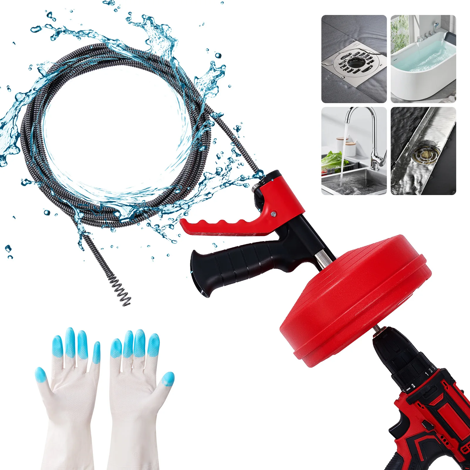 Drain Snake Flexible - Alat Pembuka Saluran Air Profesional, Berbentuk