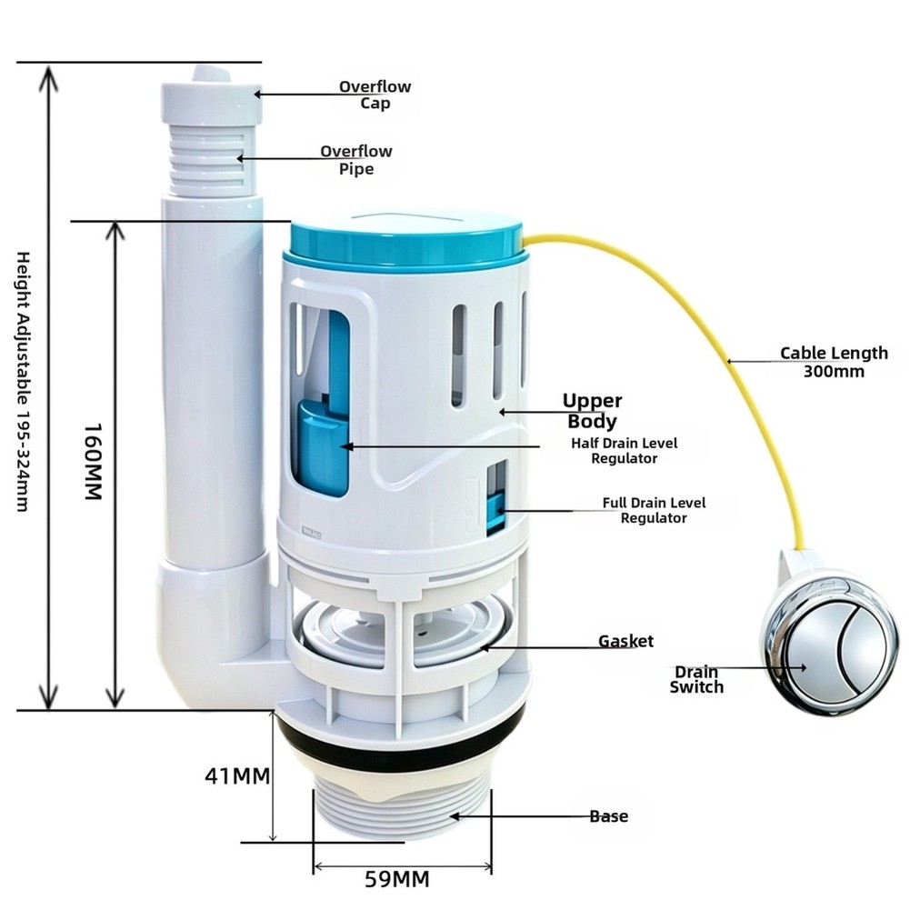 1 Buah Kabel Katup Siram Ganda - Toilet Fill Valve ulasan dan harga