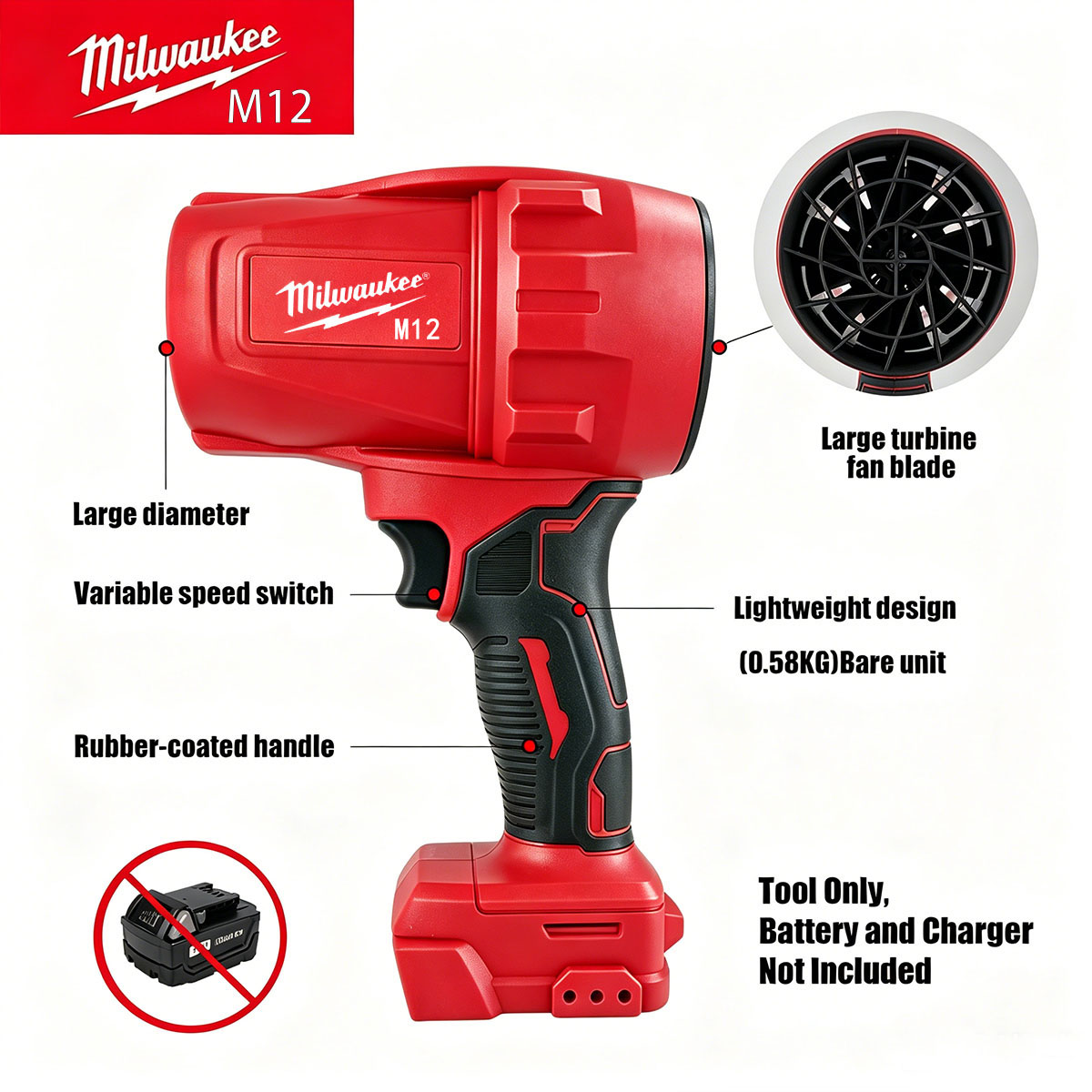Milwaukee M12 Blower Nirkabel  - Milwaukee Drill M12 Fuel ulasan dan harga